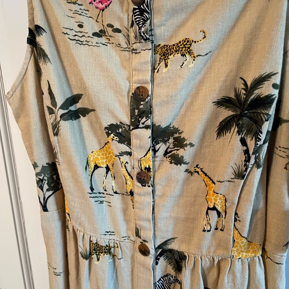 NWT Safari Print Beige Maxi Dress - Picture 2 of 6